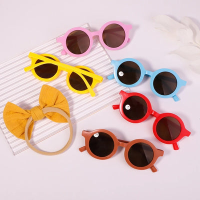 Lunettes de soleil rondes vintage+Bandes Élastiques