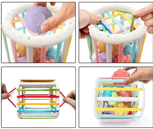 Jeu de tri de blocs colorées avec Bandes élastiques pour bébé