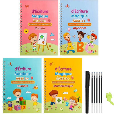 Cahier de Copie Magique pour Enfants avec Stylo Réutilisable et Autocollants d'Écriture