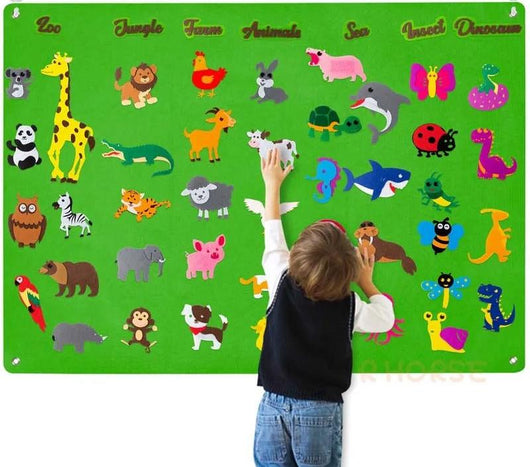 Tableau en Feutre Montessori - Jouets d'Éveil et d'Apprentissage Interactifs pour Enfants
