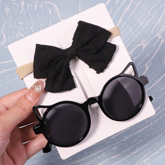 Lunettes de soleil rondes vintage+Bandes Élastiques