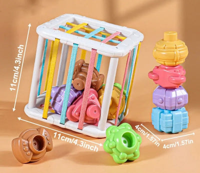 Jeu de tri de blocs colorées avec Bandes élastiques pour bébé
