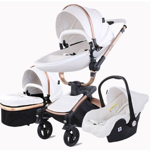 Poussette trio en cuir 3 en 1 pour bébé