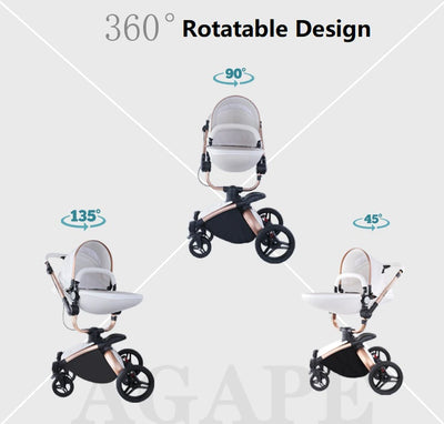 Poussette bébé trio 3 en 1 en cuir dernière génération - Poussette, Landau et Siège Auto