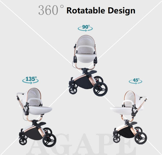 Poussette bébé trio 3 en 1 en cuir dernière génération - Poussette, Landau et Siège Auto