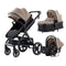 Poussette Trio 3 en 1 Design Cuir - Pliage Facile, Nacelle et Siège Auto Inclus