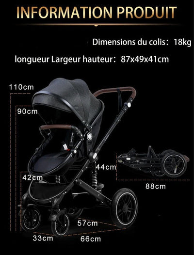 Poussette Bébé Trio 3 en 1 Dernière Génération - Poussette, Landau et Siège Auto