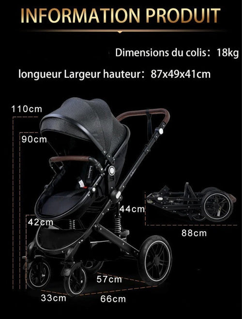 Poussette Bébé Trio 3 en 1 Dernière Génération - Poussette, Landau et Siège Auto