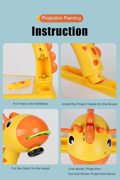 Planche à dessin avec projecteur LED pour enfants