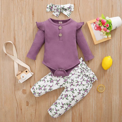 Ensemble imprimé 3pcs pour bébé fille