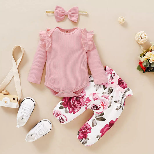 Ensemble imprimé 3pcs pour bébé fille