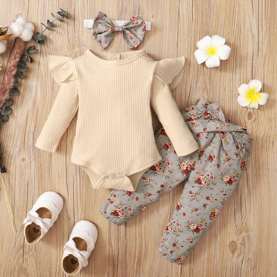 Ensemble imprimé 3pcs pour bébé fille