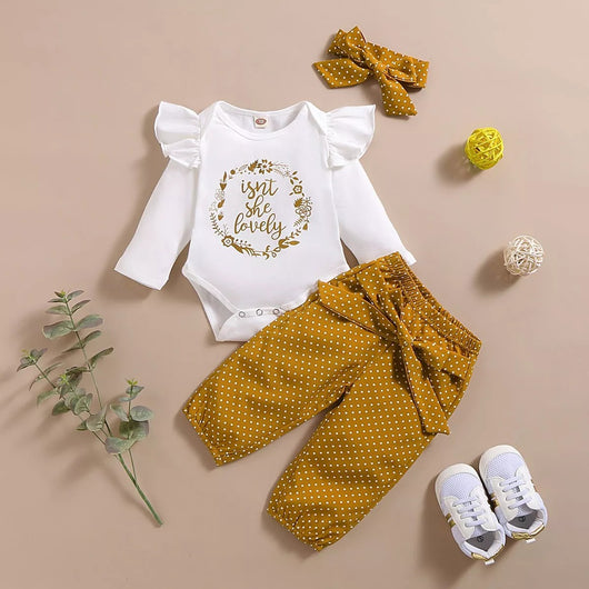 Ensemble imprimé 3pcs pour bébé fille