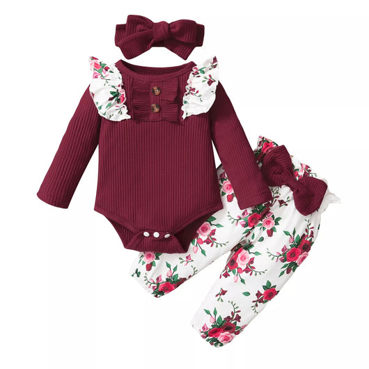 Ensemble imprimé 3pcs pour bébé fille
