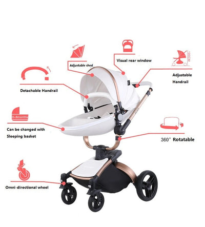 Poussette bébé trio 3 en 1 en cuir dernière génération - Poussette, Landau et Siège Auto