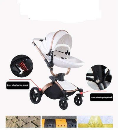 Poussette bébé trio 3 en 1 en cuir dernière génération - Poussette, Landau et Siège Auto