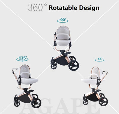 Poussette bébé trio 3 en 1 en cuir dernière génération - Poussette, Landau et Siège Auto