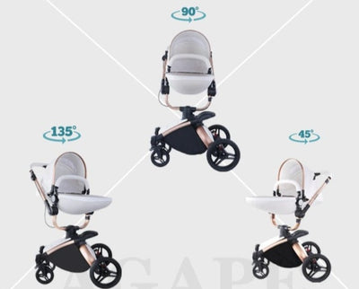 Poussette bébé trio 3 en 1 en cuir dernière génération - Poussette, Landau et Siège Auto