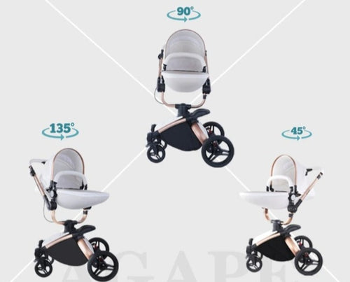 Poussette bébé trio 3 en 1 en cuir dernière génération - Poussette, Landau et Siège Auto