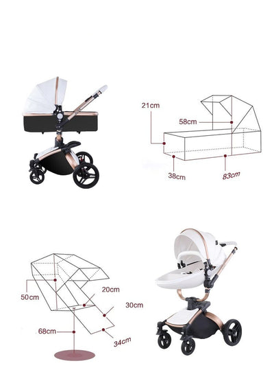 Poussette bébé trio 3 en 1 en cuir dernière génération - Poussette, Landau et Siège Auto