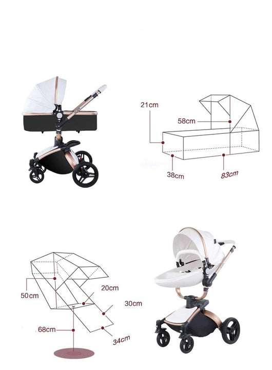 Poussette bébé trio 3 en 1 en cuir dernière génération - Poussette, Landau et Siège Auto