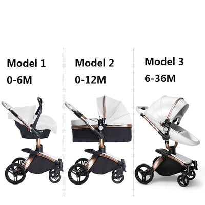 Poussette bébé trio 3 en 1 en cuir dernière génération - Poussette, Landau et Siège Auto