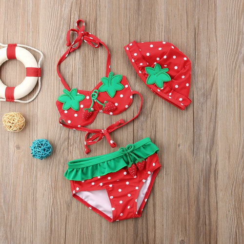 Maillot de bain fraise bébé fille 3Pcs