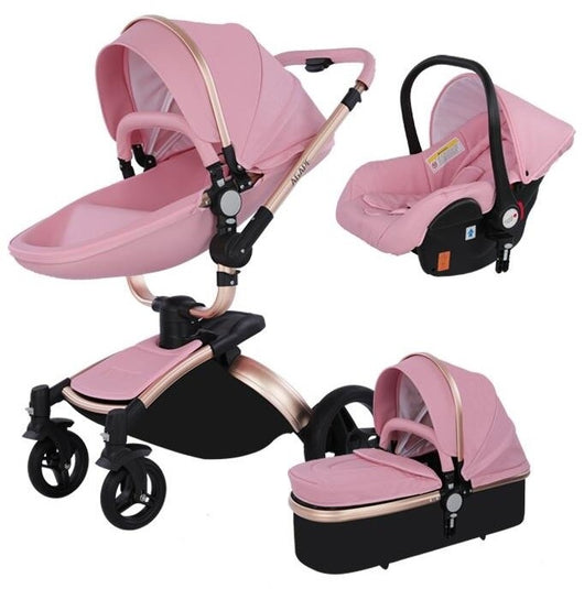 Poussette bébé trio 3 en 1 en cuir dernière génération - Poussette, Landau et Siège Auto