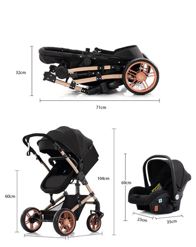 Poussette 3 en 1 pour Bébé Haute Qaulité