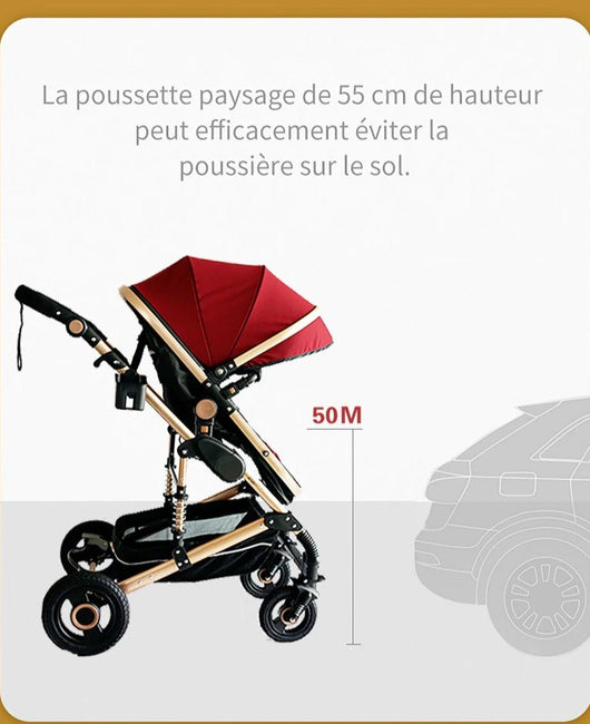 Poussette Bébé Trio 3 en 1 Premium - Poussette, Landau et Siège Auto