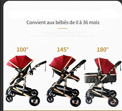 Poussette Bébé Trio 3 en 1 Premium - Poussette, Landau et Siège Auto