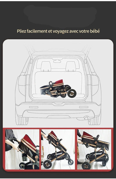 Poussette Bébé Trio 3 en 1 Premium - Poussette, Landau et Siège Auto