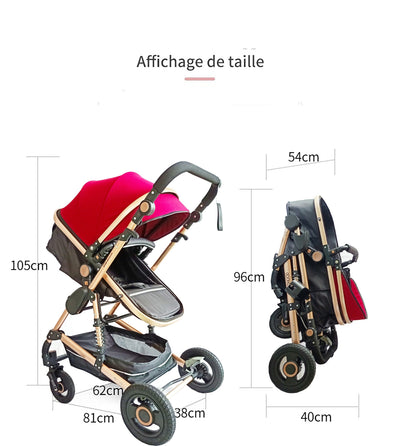 Poussette Bébé Trio 3 en 1 Premium - Poussette, Landau et Siège Auto